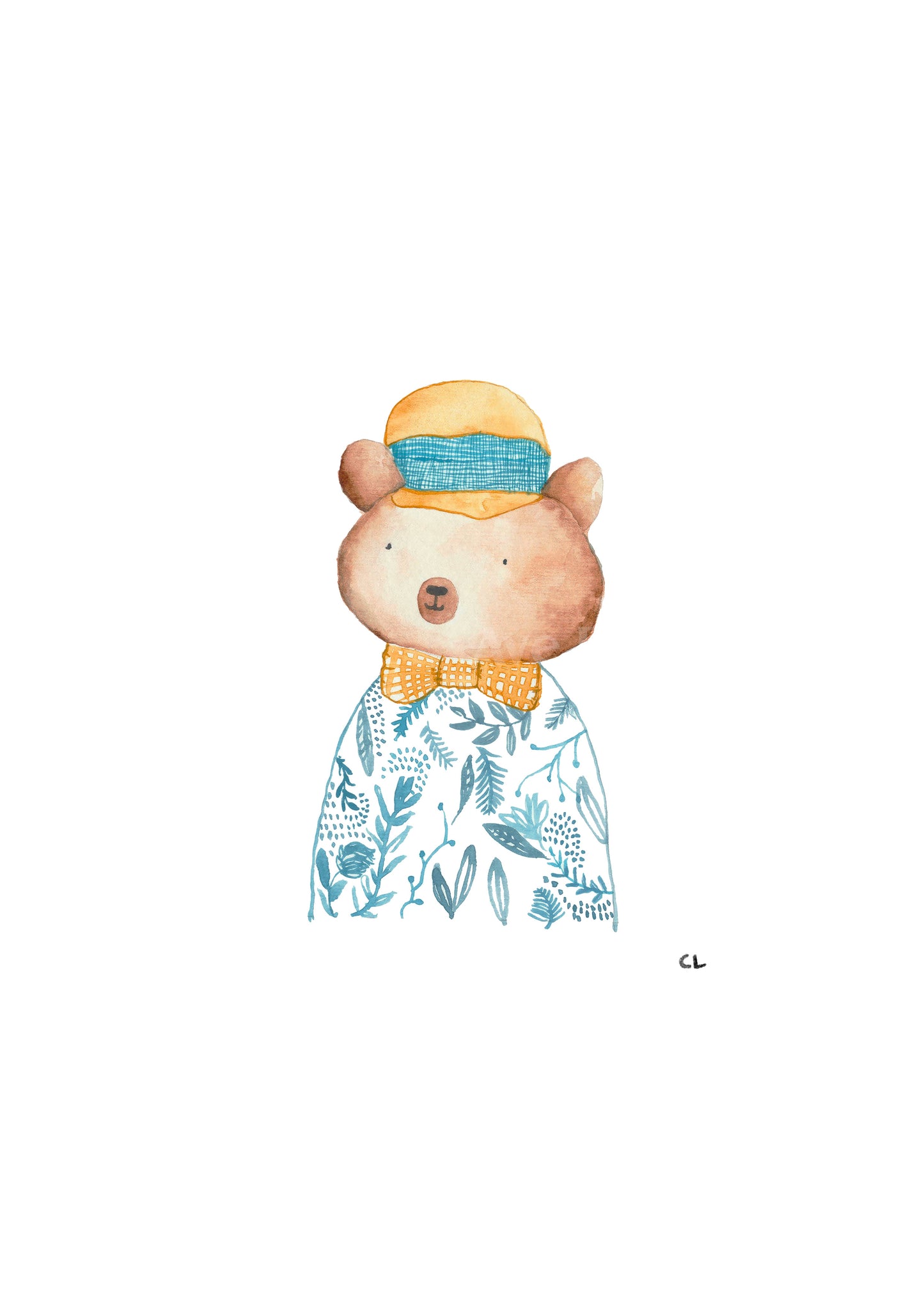 Digital Parisian Bear Wall Art Print