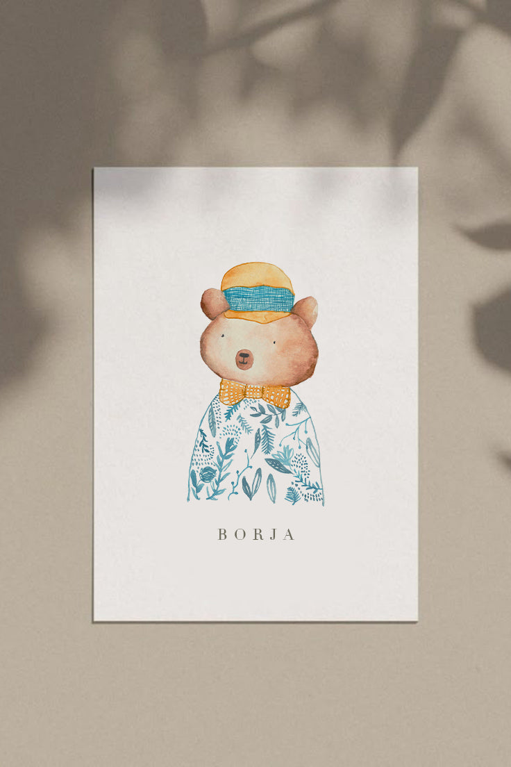 Digital Parisian Bear Wall Art Print