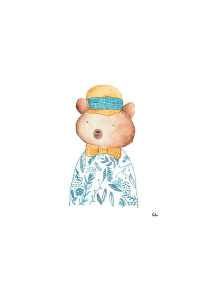 Digital Parisian Bear Wall Art Print