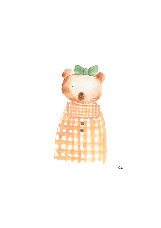 Digital Parisian Bear Wall Art Print