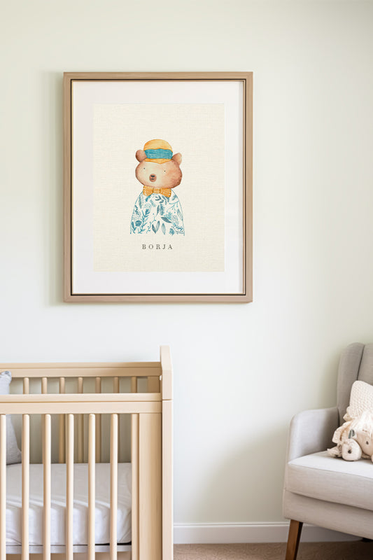 Digital Parisian Bear Wall Art Print