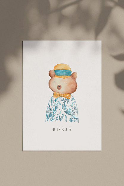 Digital Parisian Bear Wall Art Print